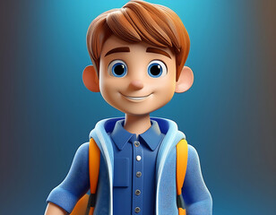 a 3D illustration of The Boy in the art toy style, designed with elements of student.