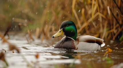 Duck swimming peacefully in a pond