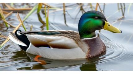 Duck swimming peacefully in a pond