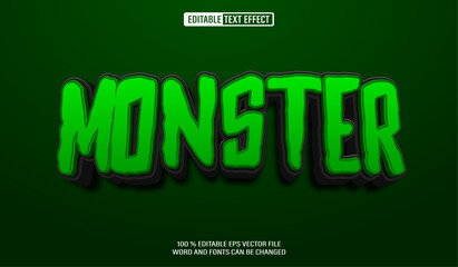 Editable 3d text style effect - Monster Halloween  text effect Template