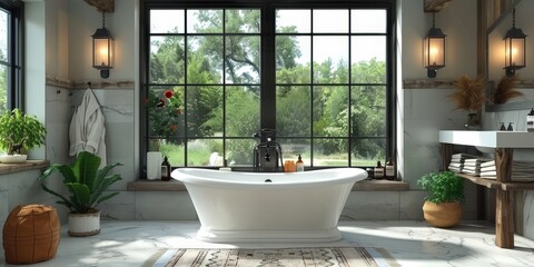 Fototapeta premium Modern Bathroom with a View