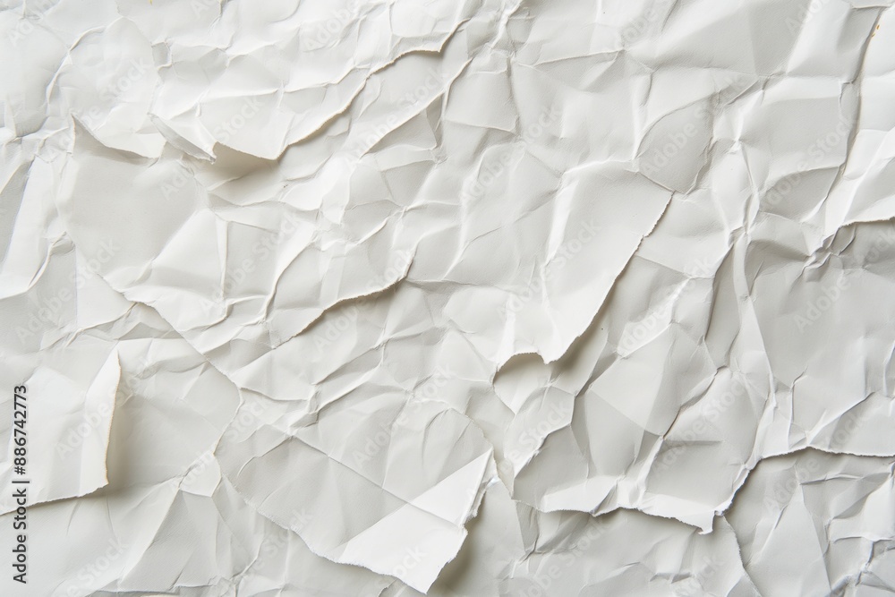 Poster close-up of crumpled white paper with black lines. folded and curled edges create texture. intimate 