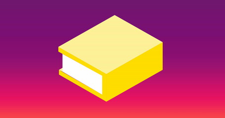 Image of yellow book icon floating against copy space on purple gradient background
