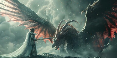 Highquality 4K image of a diverse warrior angel fighting a dragon. Concept Fantasy Art, Warrior Angel, Dragon Fight, Diverse Characters, 4K Resolution