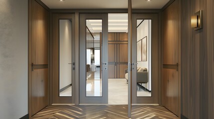 Fototapeta premium Room design interior with closed door.