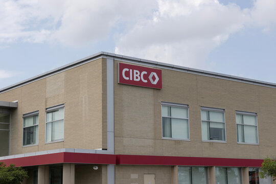 CIBC retail bank branch. Canadian Imperial Bank of Commerce is a multinational banking and financial services corporation.