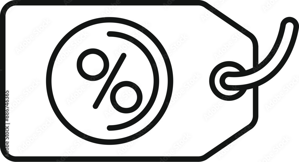 Sticker Line drawing of a retail price tag showing a percentage symbol for promotional offers and sales events