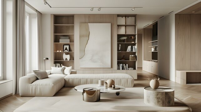 Living room in a modern style with minimalist image