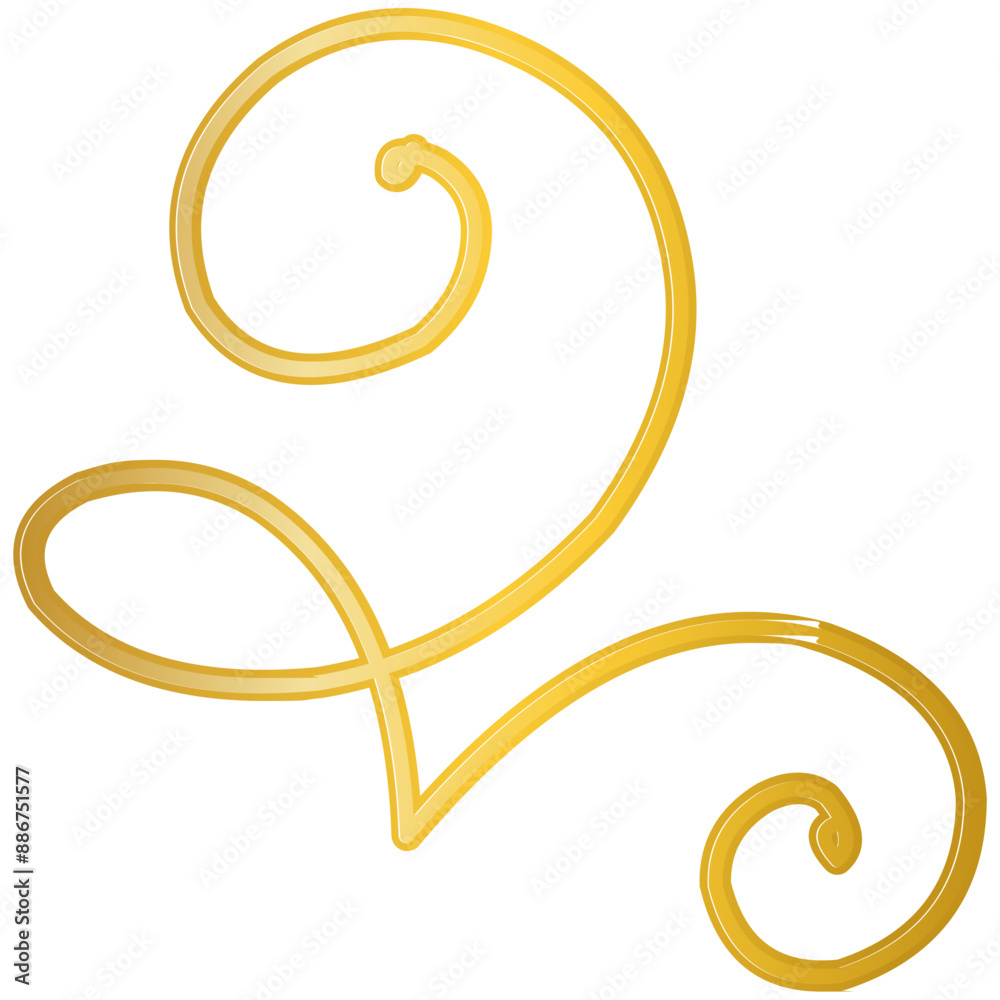 Wall mural gold swirl calliggraphic element