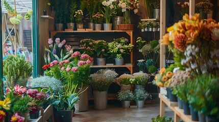 Interior of a modern flower shop filled image