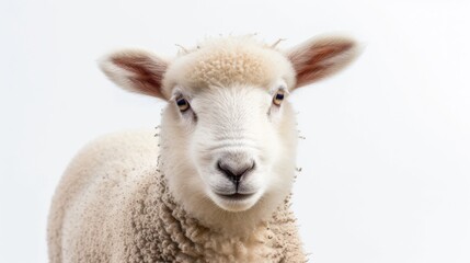 A cute lamb standing alone on a white background