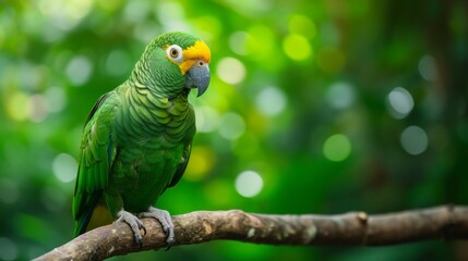 Obraz premium A yellow-haired parrot sat on a branch