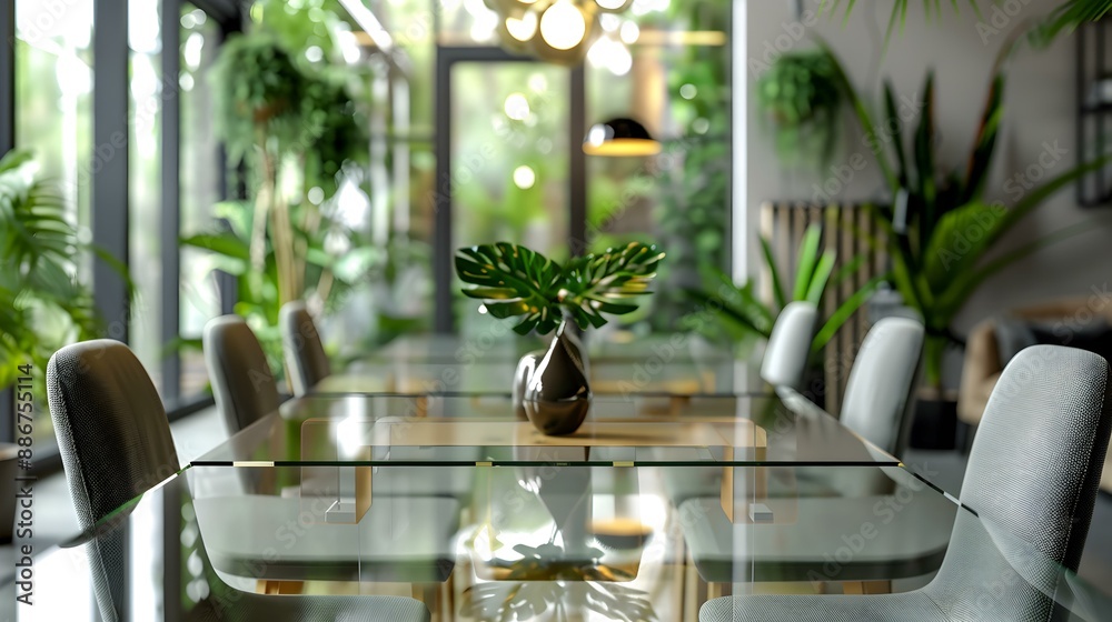 Poster open plan meeting room with long glass table picture