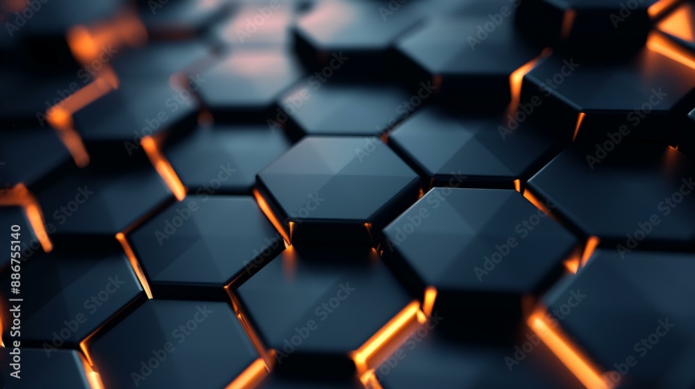 Poster a stylish abstract background showcasing a hexagon pattern with glowing edges, emitting a soft and r