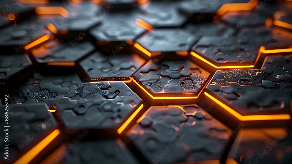 Poster a stylish abstract background showcasing a hexagon pattern with glowing edges, emitting a soft and r