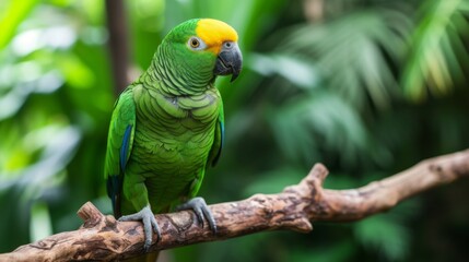 Obraz premium A yellow-haired parrot sat on a branch