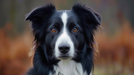 Fototapeta premium Border Collies face, highlighting its intelligent eyes and distinctive markings