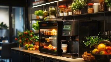A coffee machine in the office break area