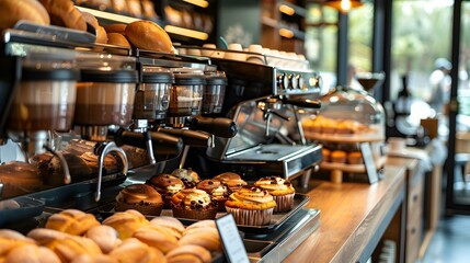 A coffee machine in a popular coffee shop