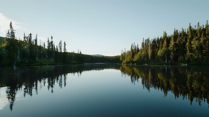 Forest lakes in the north surrounded by dense img