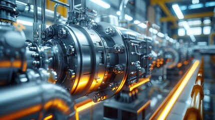 Fototapeta premium High-Tech Industrial Plant with Advanced Machinery and Modern Equipment in a Bright, Clean Environment