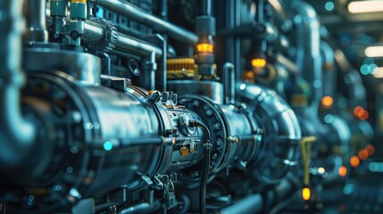 Obraz premium Modern Industrial Plant with Complex Machinery and Advanced Technology in Operation