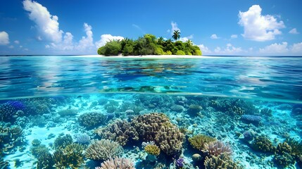 Naklejka premium An island in the turquoise ocean img