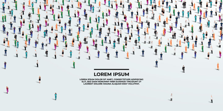 A large group of workers on white background with text space. Labour people crowd seamless background. Labor day concept. Vector illustration