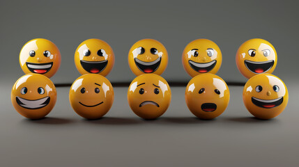Obraz premium set of realistic 3d emojis in various points of view
