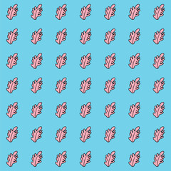 Natural pink leaves with the same pattern, with a blue background, can be used as a beautiful background for computers and websites.