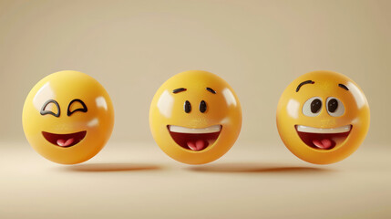 set of realistic 3d emojis in various points of view