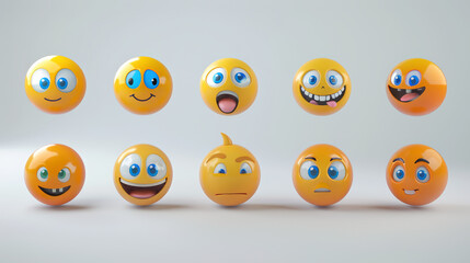 Obraz premium set of realistic 3d emojis in various points of view