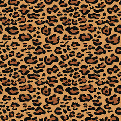 leopard texture vector pattern, repeat print, cat spots on an orange background