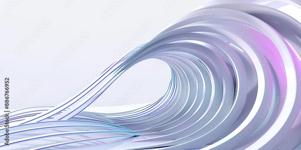Wall mural abstract rounded lines rendered in 3d with a light background.
