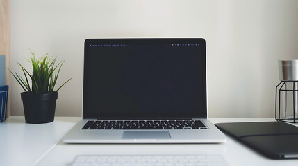 Fototapeta premium Minimalist Home Office Desk with Computer 