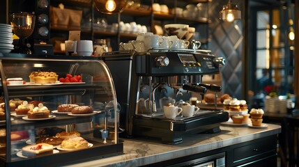 Fototapeta premium A professional coffee machine in a stylish city picture