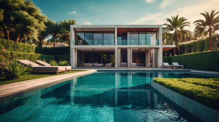 Fototapeta premium Private luxury villa with luxury swimming pool