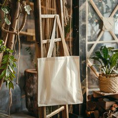 Empty Tote bag mockup 