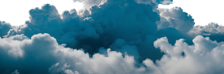 Blue clouds and smoke on a transparent background,  fluffy clouds, realistic clouds, clouds in the sky 
