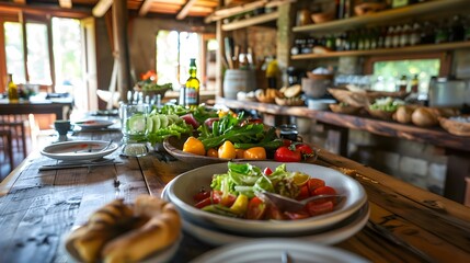 A dining room on an organic farm serving img