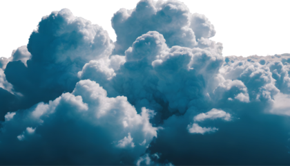 Blue clouds and smoke on a transparent background,  fluffy clouds, realistic clouds, clouds in the sky 