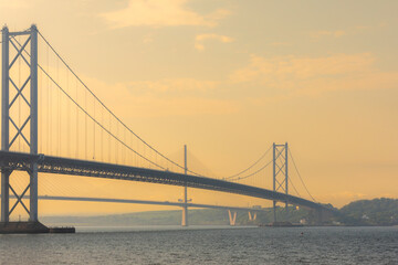 The Forth Road and Queensferry Crossing bridges span the the Firth of Forth west of central Edinburgh.
