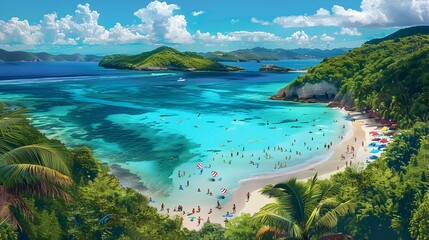 Fototapeta premium Tropical coast with breathtaking views of the islands img