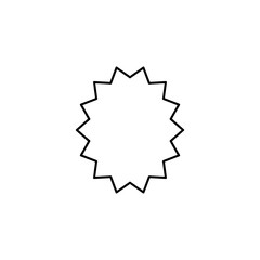 Oval sticker with corners. Sign, symbol, black and white vector illustration. 