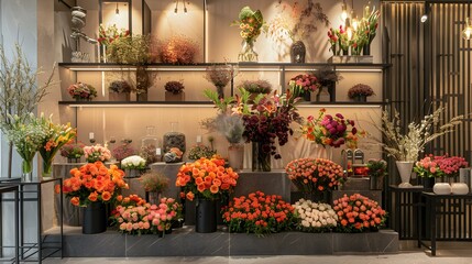 Fototapeta premium A flower shop with a minimalist design image