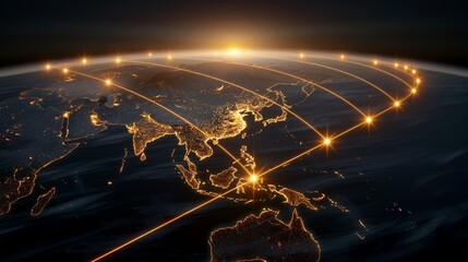 Surreal artwork depicting the interconnectedness of global cultures through trade routes and cultural exchanges. Illustration, Image, , Minimalism,