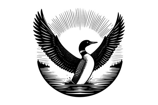 recommend clip art: loon bird silhouette vector style art illustration isolated on transparent background- Generative AI