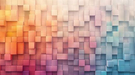 A colorful background made of blocks with a blue square in the middle