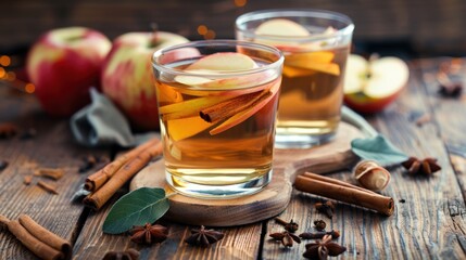 Warm Apple Cider with Cinnamon and Spices