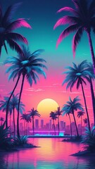 miami vice miami viceinspired background with neon pal Retro neon background theme